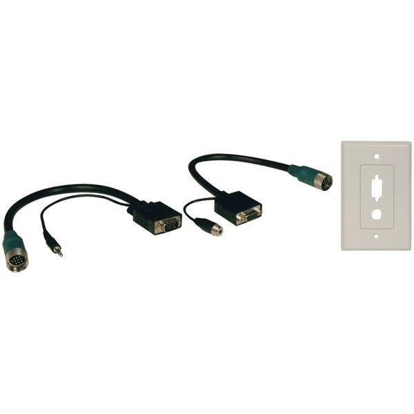 SVGA/3.5mm Connector Kit, SVGA, Wall Plate, Color: Black