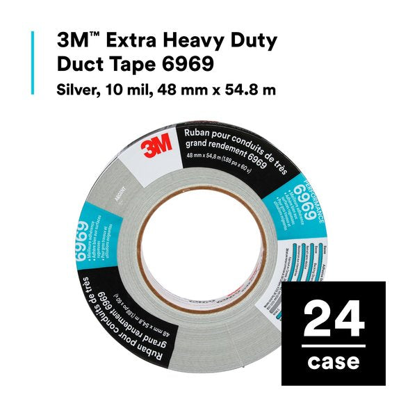 Duct Tape, 2 In x 60 yd, 10.5 mil, Silver