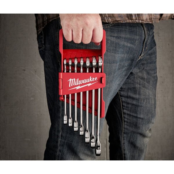 Ratcheting Combination Wrench Set, SAE, 3/8 in to 3/4 in Head Sizes, 12 Points, 7-Piece