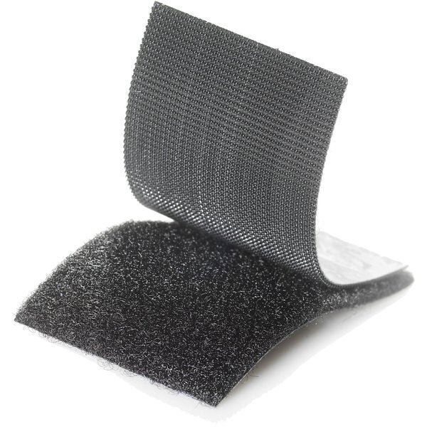 Reclosable Fastener, Rubber Adhesive, 4 in, 2 in Wd, Black
