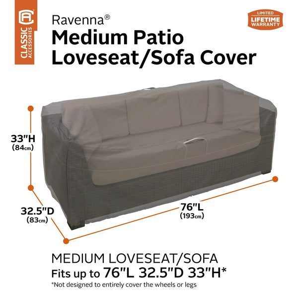 Ravenna Medium Patio Loveseat Cover, Grey, 78