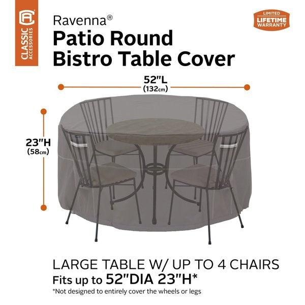Ravenna Bistro Patio Table/Chair Set Cover, Grey, 56