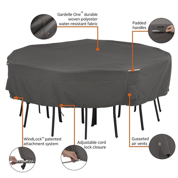 Ravenna Large Square Table/Chair Set Cover, Grey, 100