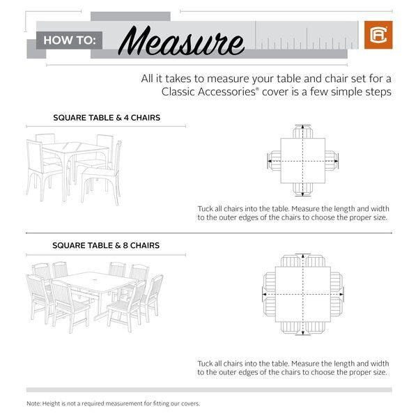 Ravenna Large Square Table/Chair Set Cover, Grey, 100