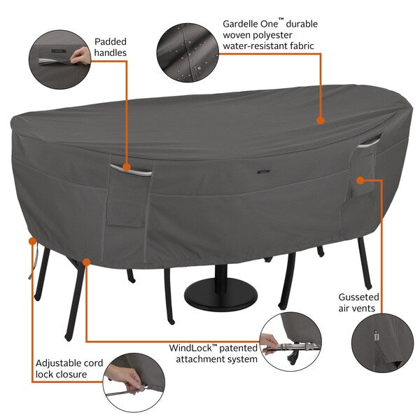 Ravenna Bistro Patio Table/Chair Set Cover, Grey, 82