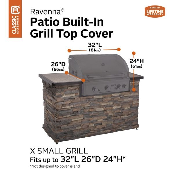Built In Grill Top Cover, X-Small, Grey