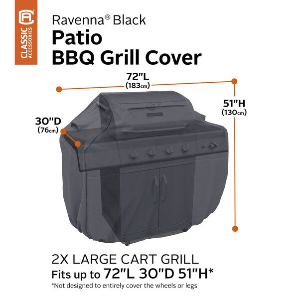 BBQ Grill Cover, XX-Large, Black, 72