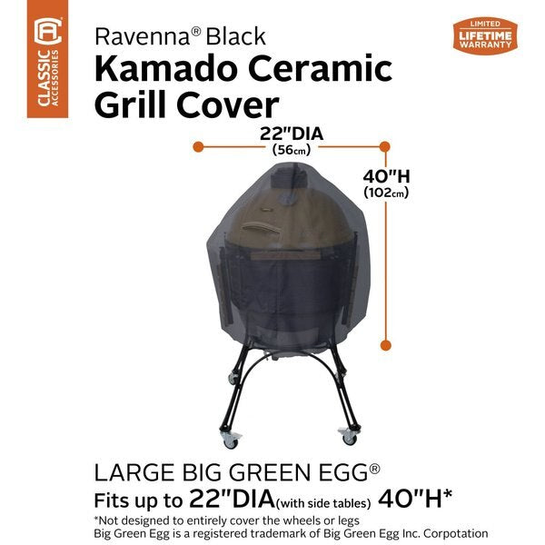 Kamado Ceramic Grill Cover, Large, Black