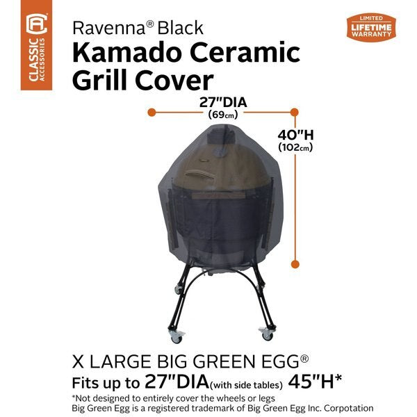Kamado Ceramic Grill Cover, X-Large, Black