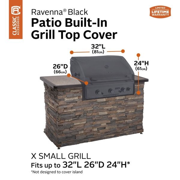 Built In Grill Top Cover, X-Small, Black