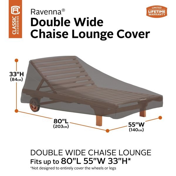 Ravenna Double Wide Patio Chaise Lounge Cover, Grey, 82