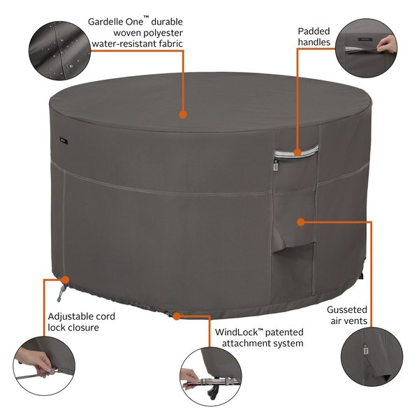 Fire Pit Cover, Cover, Rnd Fire Pit Table, Grey 42