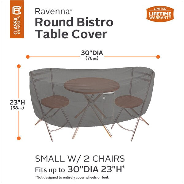 Ravenna Bistro Patio Table/Chair Set Cover, Grey, 62