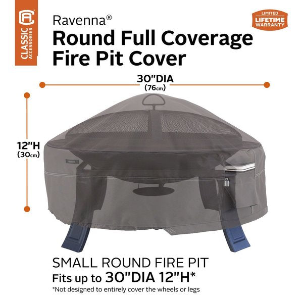 Small Full Round Fire Pit Cover, Grey