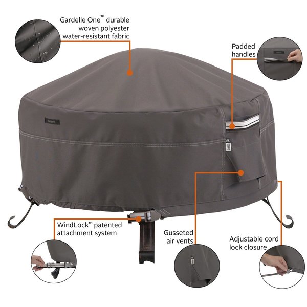 Small Full Round Fire Pit Cover, Grey