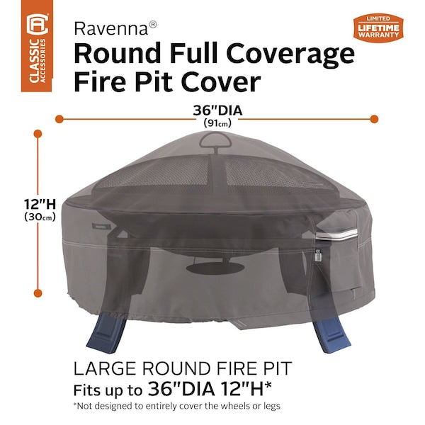Large Full Round Fire Pit Cover, Grey