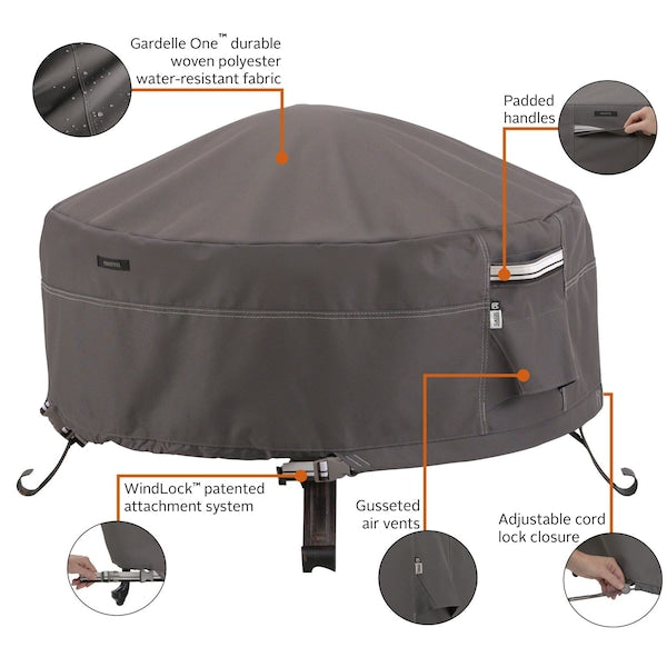 Large Full Round Fire Pit Cover, Grey
