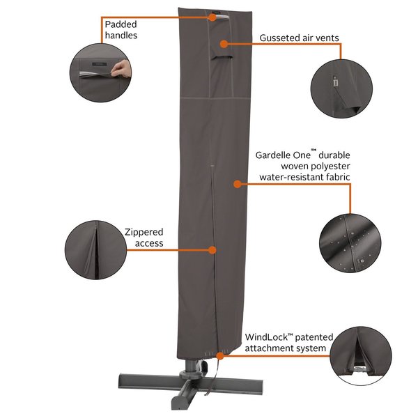 Ravenna Offset Patio Umbrella/Frame, Dark Taupe/Mushroom/Espresso