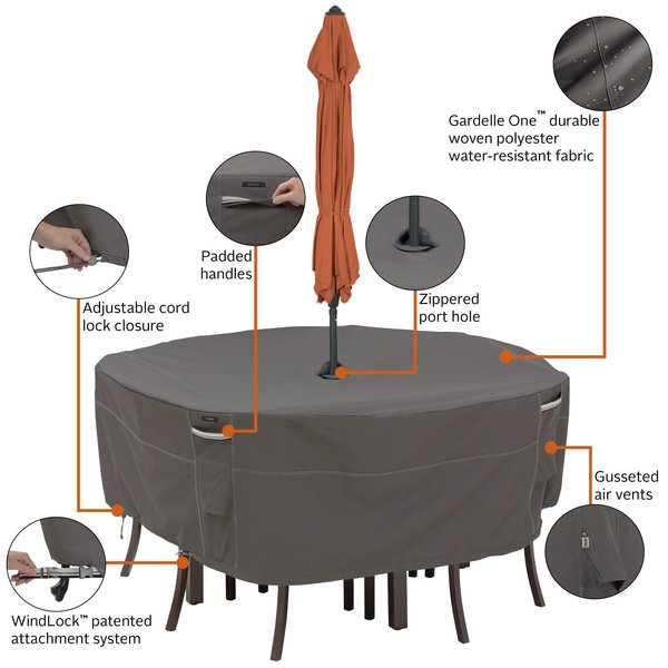 Ravenna Umbrella Hole Table and Chairs Cover, 60