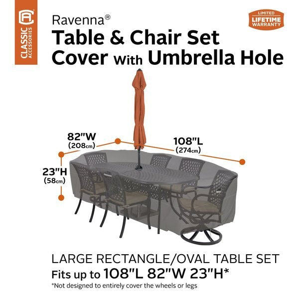 Rectangle Table/Chair Cover W/ Umbrella Hole, 108