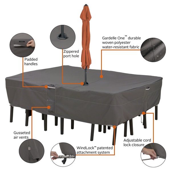 Rectangle Table/Chair Cover W/ Umbrella Hole, 108