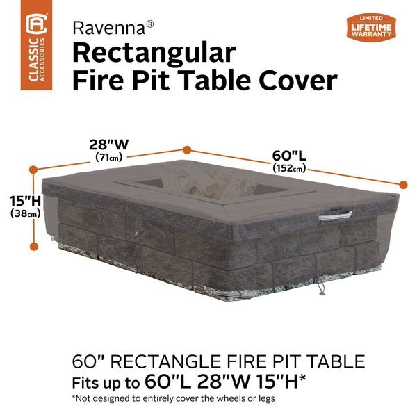 Rectangle Fire Pit Table Cover, Grey 60