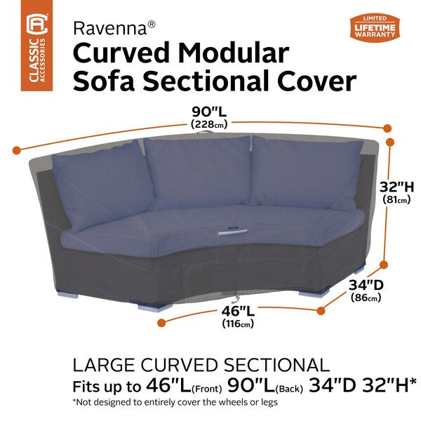 Ravenna Cover, Sofa, Curved, Modular, Sectional, Grey, 92
