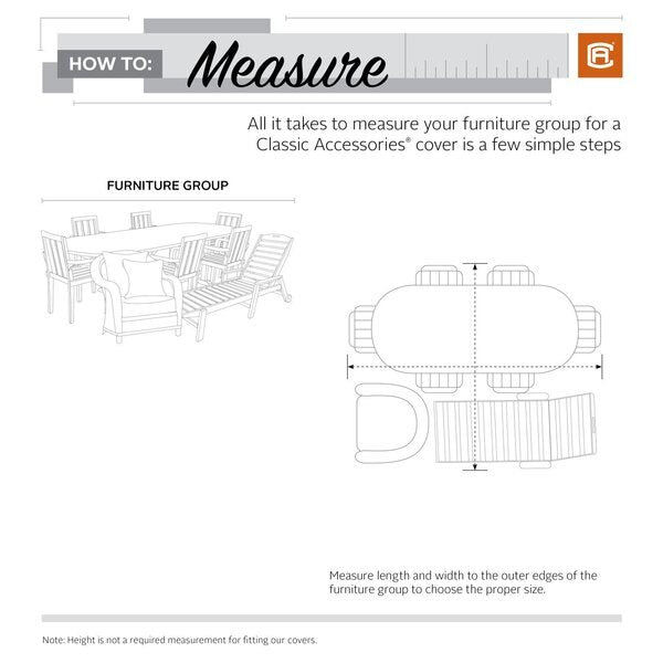 Ravenna Patio Furniture, 140 in L x 70 in W x 30 in H
