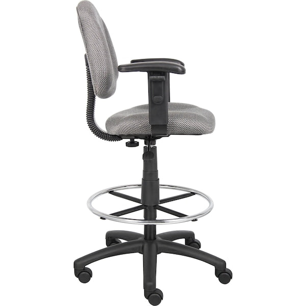 Drafting Stool (B315-Gy) W/Footring And Adjustable Arms
