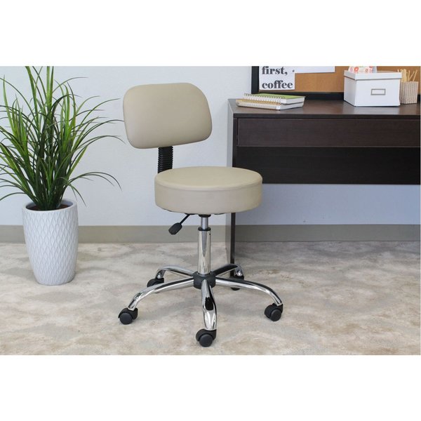 Beige Caressoft Medical Stool W/ Back Cushion