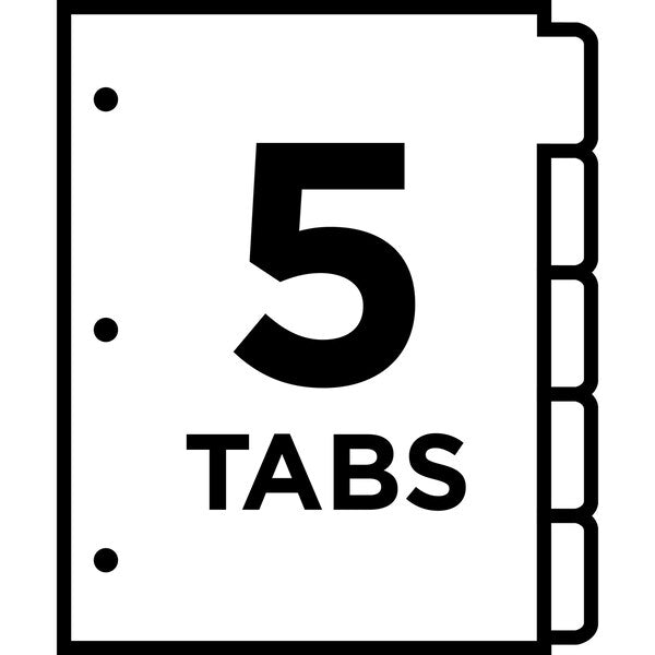 AveryÂ® Big Tabâ¢ Write & Erase Dividers 23076, 5 Multicolor Tabs, 1 Set