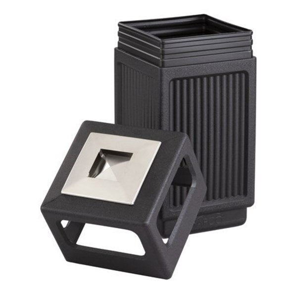 15 gal Square Trash Can, Black, 13-3/4