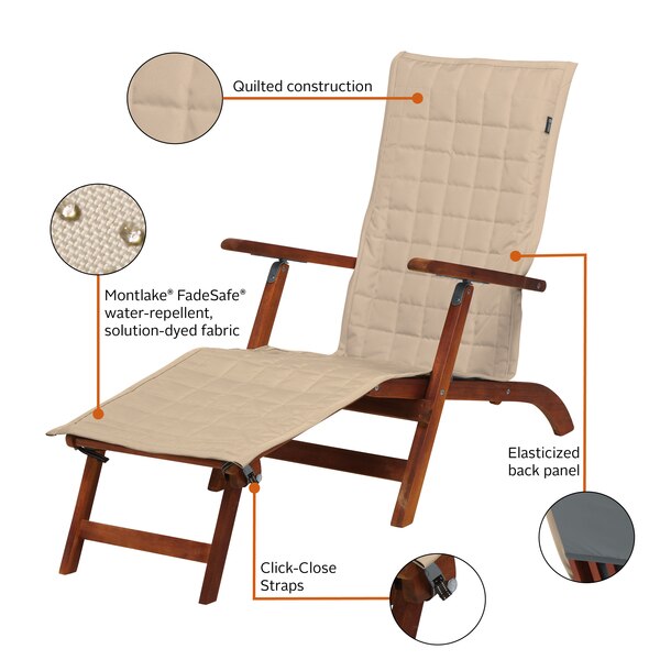Montlake Antique Beige Patio Chaise Slipcover, 69