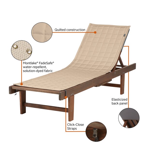 Montlake Antique Beige Patio Chaise Slipcover, 72
