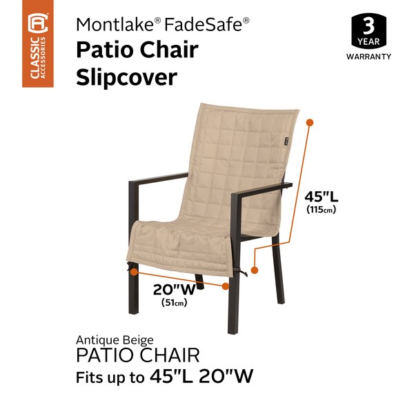 Montlake Antique Beige Patio Chair Slipcover, 45