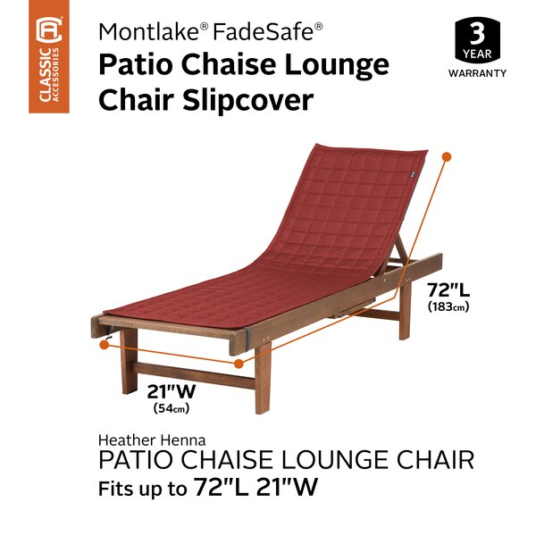 Montlake Patio Chaise Slipcover, Heather Henna, 72