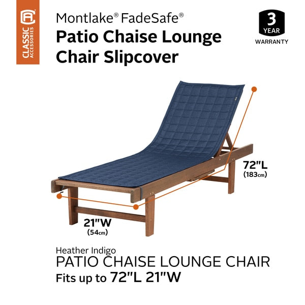 Montlake Heather Indigo Patio Chaise Slipcover, Heather Indigo, 72