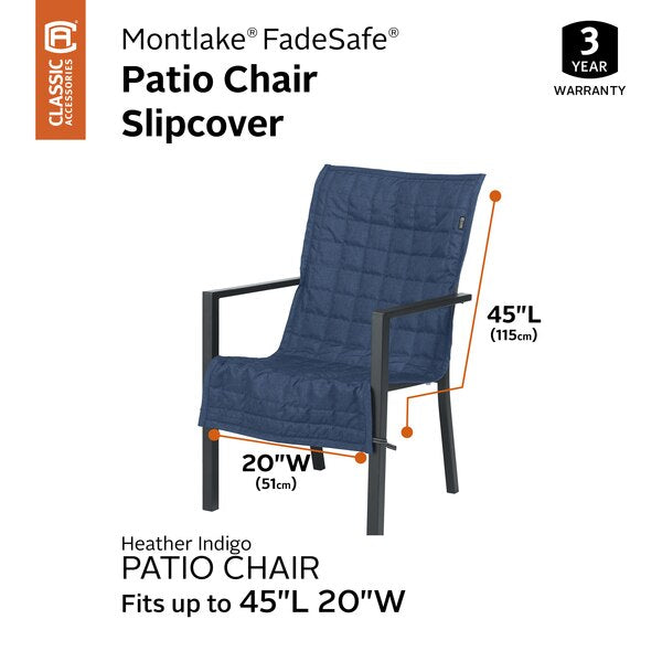 Montlake Heather Indigo Patio Chair Slipcover, Heather Indigo, 45