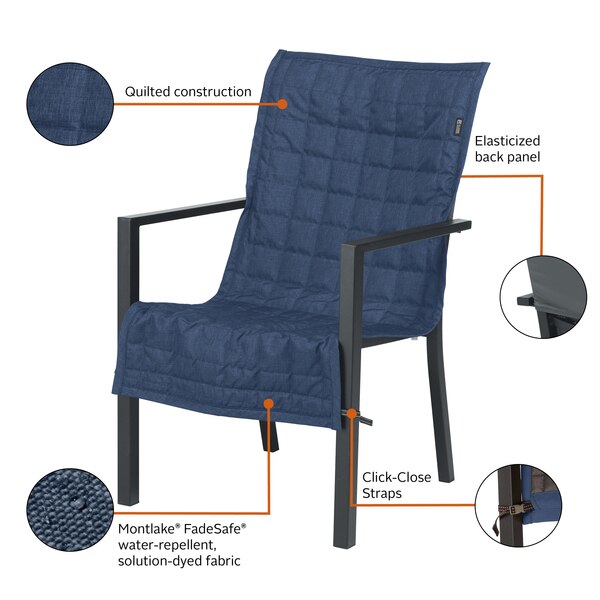 Montlake Heather Indigo Patio Chair Slipcover, Heather Indigo, 45