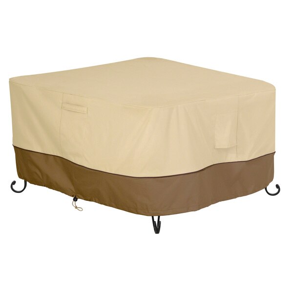Veranda Beige Patio Fire Pit Table Cover, 62 in L x 62 in W x 22 in H