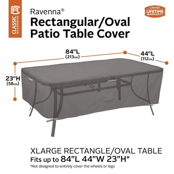 Ravenna Rectangular/Oval Patio Table Cover, 84 in L x 44 in W x 23 in H