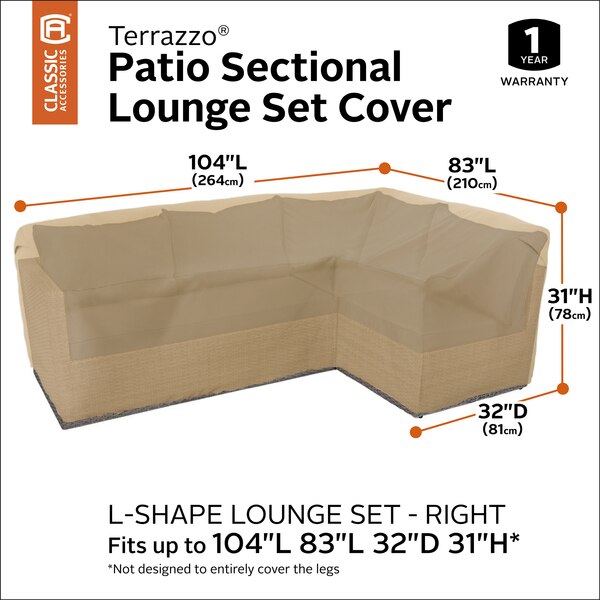 Tan Patio Sectional Cover, Terrazzo, 104