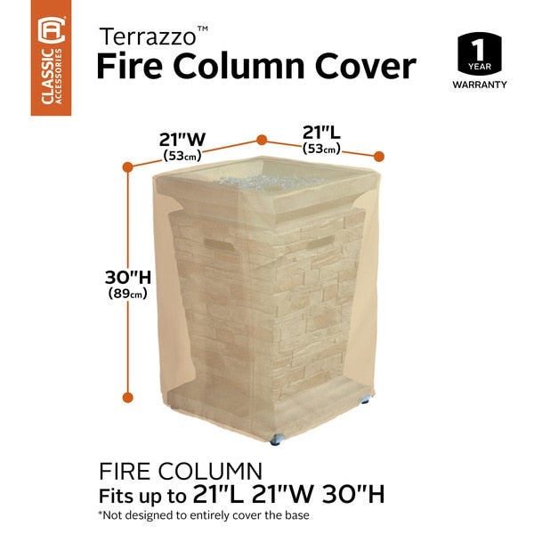 Tan Patio Fire Column Cover, Terrazzo, 21