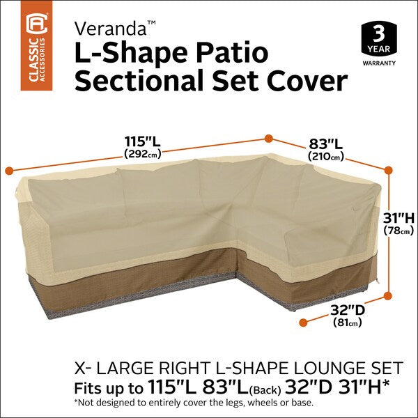 Veranda L-Shape Sectional Lounge Set Cover, 115