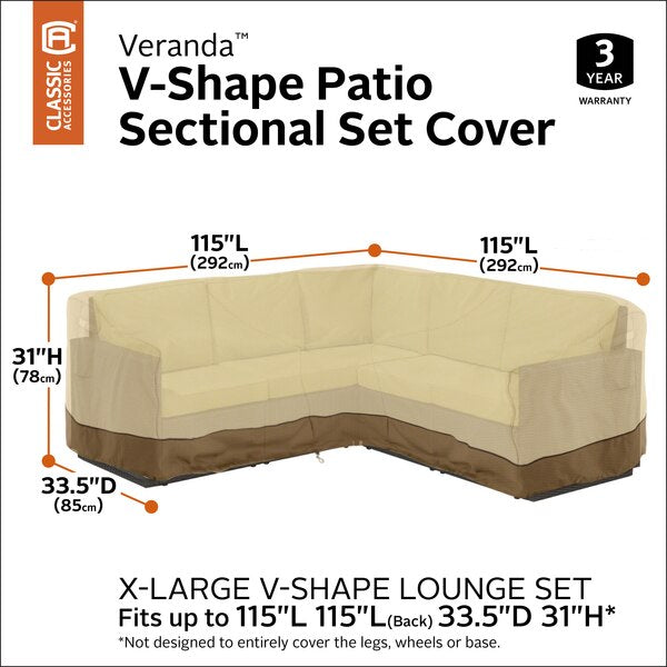 Veranda V-Shape Sectional Lounge Set Cover, 115
