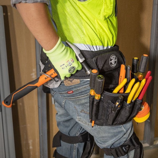Black Ballistic Nylon Tool Belt, L, 27 Pockets