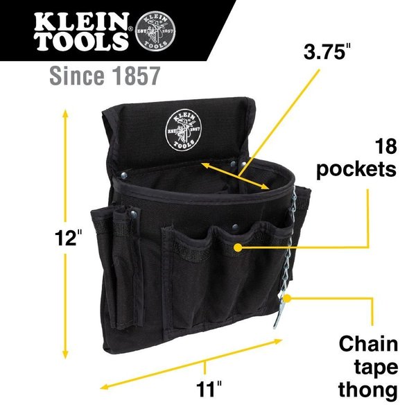 Black Ballistic Nylon Tool Belt, L, 27 Pockets