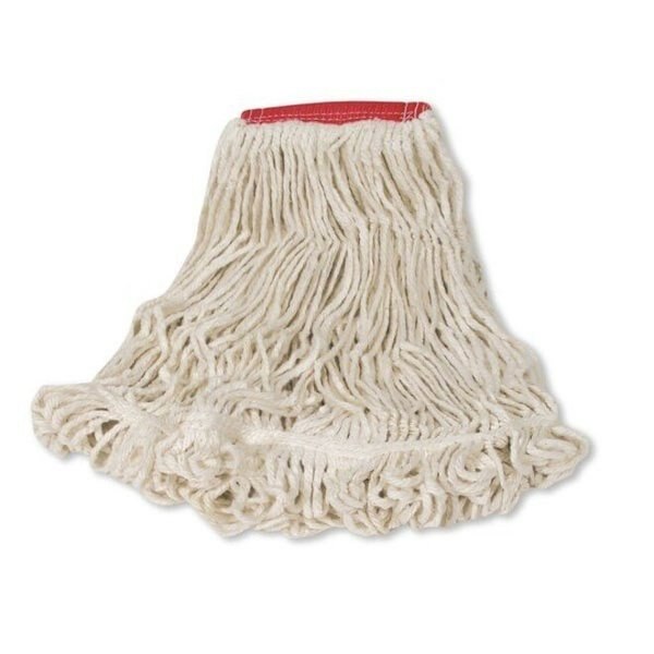 5 in String Wet Mop, 18 oz Dry Wt, Side Gate Connection, Looped-End, White, Cotton/Synthetic