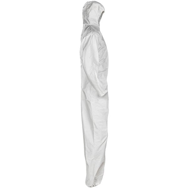 Hooded Disposable Coveralls, 24 PK, White, SMMMS, Zipper