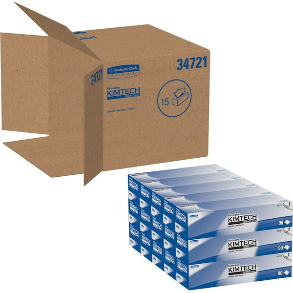 Dry Wipe, White, Box, 2-Ply Tissue, 90 Wipes, 14 3/4 in x 16 1/2 in